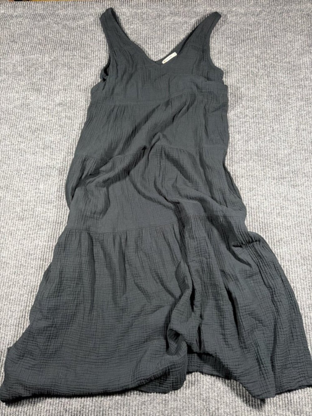 Marine Layer Dress Women's Medium Black Midi Sleeveless Soft Cotton